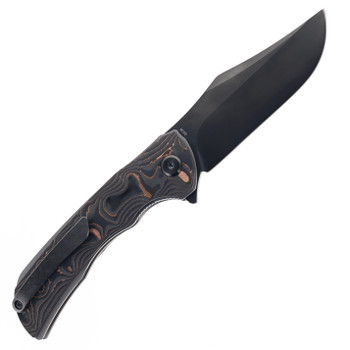 Tuya Kharis Folding Knife DLC M390 Blade Copper Infused Carbon Fiber Flipper Handle 1751E
