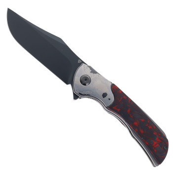 Tuya Kharis Folding Knife DLC M390 Blade Black and Red Carbon