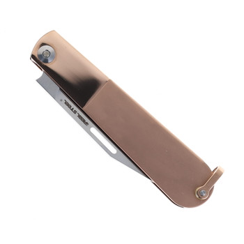 Real Steel Real Barlow Slip Joint Folding Knife Rosegold 12C27 RB-3 Clip Point Hollow Grind 8342G
