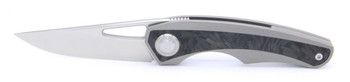 (Cracked Scale) Open Box / Return TwoSun Folding Knife Titanium Handle w/ Carbon Fiber Inlay M390 Plain Edge TS186-M390