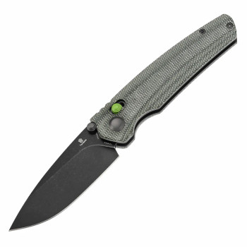 Tenable Raven Folding Knife Blackwash 14C28N Blade Green Micarta Handle T2109V5