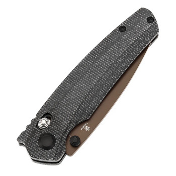 Tenable Raven  Folding Knife Rose Gold Coated 14C28N Blade Black Micarta Handle T2109V6