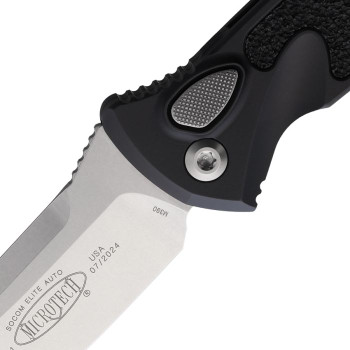 Microtech Automatic Knife Socom Elite Buttonlock M390 Stonewash Finish Black Aluminum Handle MCT160A10 Microtech Automatic Knife Socom Elite Buttonlock M390 Stonewash Finish Black Aluminum Handle MCT160A10