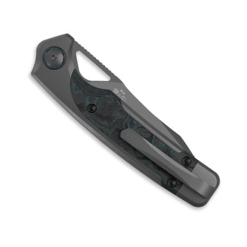Kizer Ara Folding Knife Gray Titanium & Camo Carbon Brittany Blue Handle Gray S45VN Blade Ki3729A2
