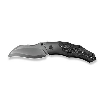 WE Orc Boss Folding Knife Polished Gray Titanium/Aluminum Foil Carbon Fiber Handle 20CV Plain Edge Polished Gray Finish WEWE24042-3