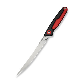 Civivi Shawka Folding Fillet Knife Black/Red Aluminum Handle 14C28N Plain Edge Satin Finish C22029B-1