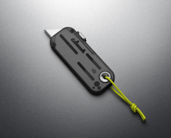 James Brand Knives Palmer Utility Knife Clear Charcoal Handle Electric Green Lanyard High Carbon Steel Blade KN126208-00