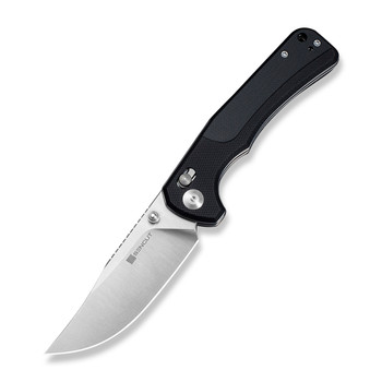 Sencut Slybolt Folding Knife Black G10 Handle 9Cr18MoV Plain Edge Satin Finish S25001-1