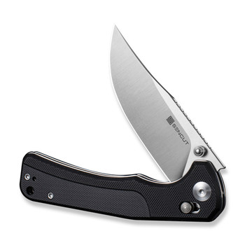 Sencut Slybolt Folding Knife Black G10 Handle 9Cr18MoV Plain Edge Satin Finish S25001-1