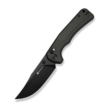 Sencut Slybolt Folding Knife Dark Green Canvas Micarta Handle 9Cr18MoV Plain Black Blade S25001A-1