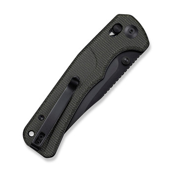 Sencut Slybolt Folding Knife Dark Green Canvas Micarta Handle 9Cr18MoV Plain Black Blade S25001A-1