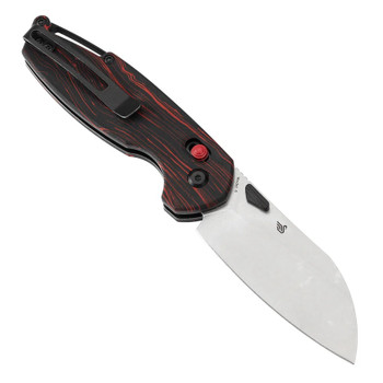 Tenable Model 6 Folding Knife Red/Black G-Mascus Handle 14C28N Plain Edge Stonewash Finish T1022V8