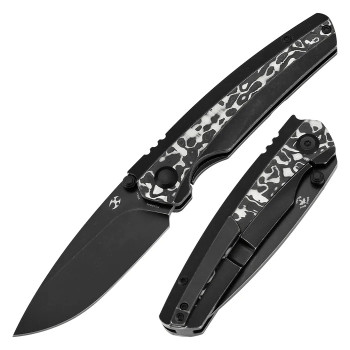 Kansept Raven Folding Knife BW Titanium/Black/White Nebula Carbon Fiber Handle 20CV Plain Blackwash Blade K2109A1 Kansept Raven Folding Knife BW Titanium/Black/White Nebula Carbon Fiber Handle 20CV Plain Blackwash Blade K2109A1