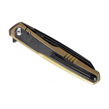 Kansept Arcus K1046A4 Black Stonewashed CPM-S35Vn Golden Anodized Titanium Black Micarta Folding Knife Kansept Arcus K1046A4 Black Stonewashed CPM-S35Vn Golden Anodized Titanium Black Micarta Folding Knife