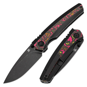 Kansept Raven Folding Knife Blackwash Titanium/Flo Party Camocarbon Handle 20CV Plain Blackwash Finish K2109A6 Kansept Raven Folding Knife Blackwash Titanium/Flo Party Camocarbon Handle 20CV Plain Blackwash Finish K2109A6