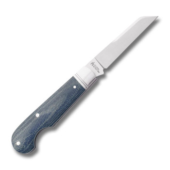 RoseCraft Elk River Folding Knife Blue Denim Micarta Handle D2 Plain Edge Brushed Satin Finish RCT027-BM