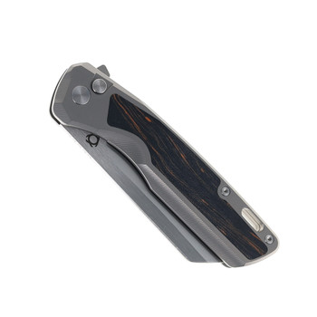 SixLeaf Folding Knife Titanium/Damascus G10 Handle D2 Plain Edge SL-74