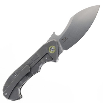 TwoSun Folding Knife Stonewash Titanium Handle K110 Plain Edge TS594-K110