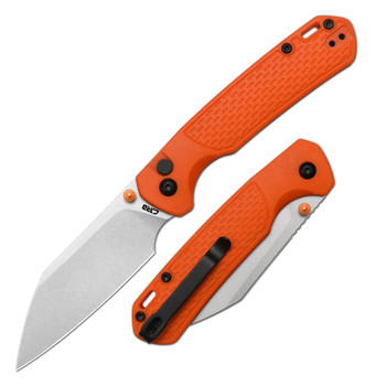 CJRB Pyrite Light Folding Knife Orange FRN Handle AR-SFII Wharnclife Plain Edge Stonewash Finish J1945-OE