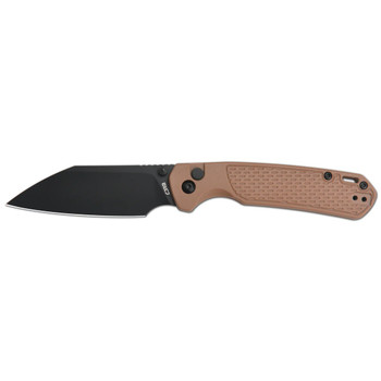 CJRB Pyrite Light Folding Knife Brown FRN Handle AR-SFII Wharnclife Plain Edge Black PVD Finish J1945-BBN