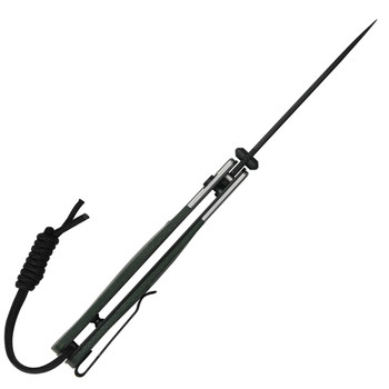 CJRB Glacier Folding Knife Green Micarta/Steel Handle AR-RPM9 Drop Point Plain Edge Black PVD Finish J1961-BMGN