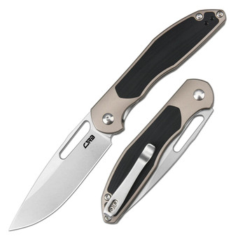CJRB Droma Folding Knife Aluminum/Black G10 Handle AR-RPM9 Drop Point Plain Edge Stonewash Finish J1963-BK