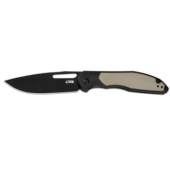 CJRB Droma Folding Knife Aluminum/Black G10 Handle AR-RPM9 Drop Point Plain Edge Black PVD Finish J1963-BDE