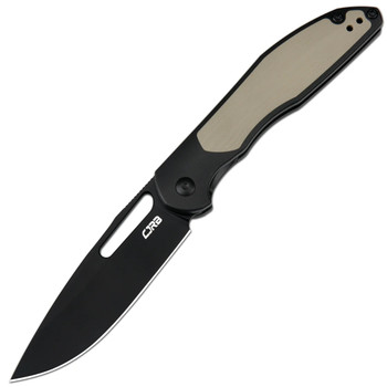 CJRB Droma Folding Knife Aluminum/Black G10 Handle AR-RPM9 Drop Point Plain Edge Black PVD Finish J1963-BDE