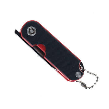 SixLeaf Micro Mini Folding Knife Black/Red G10 Handle D2 Plain Edge SL-75B-Black