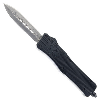 Cobratec Medium CTK-1 Black Handle Damascus Dagger Blade OTF Automatic Knife 1MDAGNSDAM