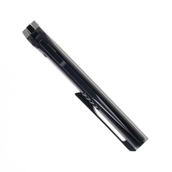 Steel Addiction Knives Large Krypton Kickstop Black Titanium Handle Lava Flow Inlay Black PVD Elmax Blade Folding Knife