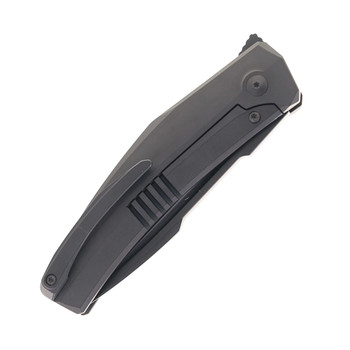 Steel Addiction Knives Large Krypton Kickstop Black Titanium Handle Lava Flow Inlay Black PVD Elmax Blade Folding Knife