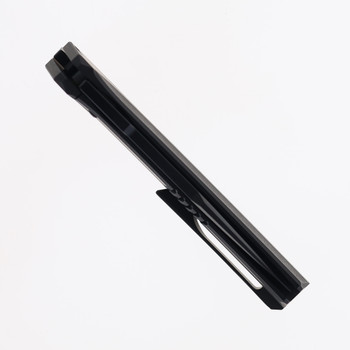 Steel Addiction Knives Large Krypton Kickstop Black Titanium Handle Arctic Storm Inlay Black PVD Elmax Blade Folding Knife