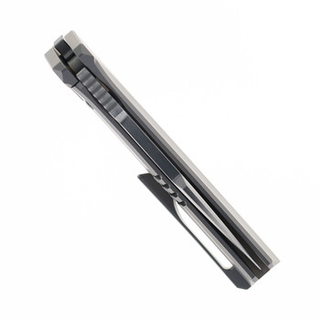 Steel Addiction Knives Small Krypton Kickstop Slotted Full Titanium Elmax Folding Knife