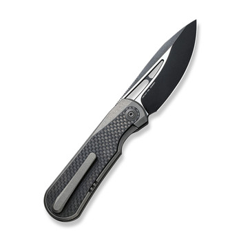 Mystery Box - WE Baloo Flipper Folding Knife Black/Gray Titanium/Twill Carbon Fiber Inlay Handle 20CV Drop Point Plain Edge Black/Satin Flat Finish WE21033-2