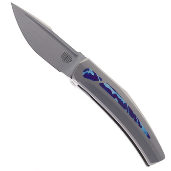 Steel Addiction Knives Small Krypton Kickstop Timascus Inlay Titanium Elmax Folding Knife