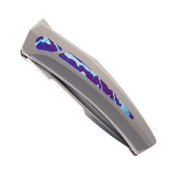Steel Addiction Knives Small Krypton Kickstop Timascus Inlay Titanium Elmax Folding Knife