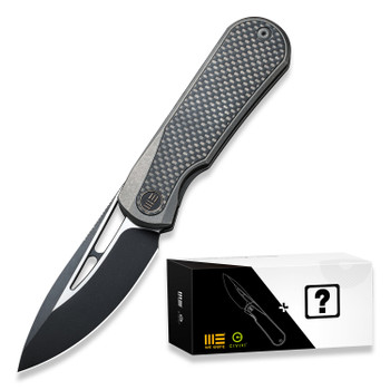 Mystery Box - WE Baloo Flipper Folding Knife Gray/Dark Green Titanium/Micarta Inlay Handle 20CV Drop Point Plain Edge Silver Bead Blast Finish WE21033-4 Mystery Box - WE Baloo Flipper Folding Knife Gray/Dark Green Titanium/Micarta Inlay Handle 20CV Drop Point Plain Edge Silver Bead Blast Finish WE21033-4