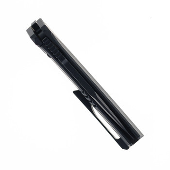 Steel Addiction Knives Small Krypton Kickstop Black Titanium Handle Arctic Storm Inlay Black PVD Elmax Folding Knife