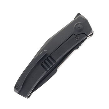 Steel Addiction Knives Small Krypton Kickstop Black Titanium Handle Arctic Storm Inlay Black PVD Elmax Folding Knife