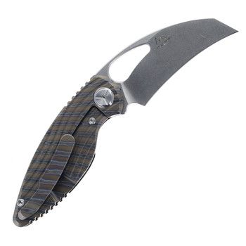 TwoSun Mini Folding Knife Fire Titanium Handle M390 Plain Edge Stonewash Finish TS32-M390-Fire