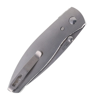 TRM Three Rivers Manufacturing Atom Folding Knife Pinstripe Titanium Handle Magnacut Blade TRM Three Rivers Manufacturing Atom Folding Knife Pinstripe Titanium Handle Magnacut Blade