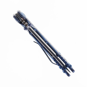 Spartan Blades SF10 Harsey Custom Regal Folding Knife Blue/Gold Titanium Handle Magnacut Plain Edge Satin Finish