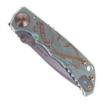 Spartan Blades Custom Harsey SF5 Folding Knife God & Country Handle Magnacut Drop Point Plain Edge