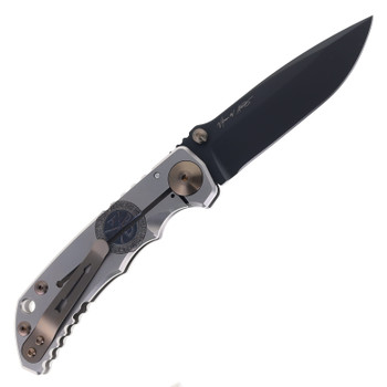 Spartan Blades Custom Harsey SF5 Folding Knife Crusaform Titanium Handle Magnacut Spear Point Plain Edge