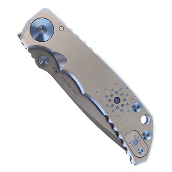 Spartan Blades Custom Harsey SF5 Folding Knife Dot Matrix Titanium Handle Magnacut Spear Point Plain Edge Spartan Blades Custom Harsey SF5 Folding Knife Dot Matrix Titanium Handle Magnacut Spear Point Plain Edge