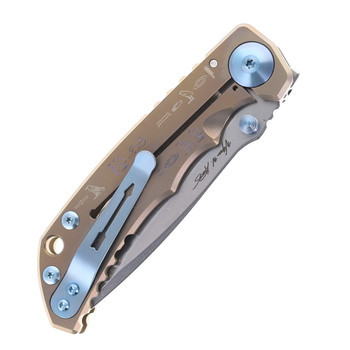 Spartan Blades Custom Harsey SF5 Folding Knife King Tut Ttanium Handle Magnacut Spear Point Plain Edge Spartan Blades Custom Harsey SF5 Folding Knife King Tut Ttanium Handle Magnacut Spear Point Plain Edge