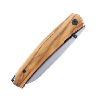 Petrified Fish PF719-OWOW Folding Knife Olive Handle Stonewashed Blade