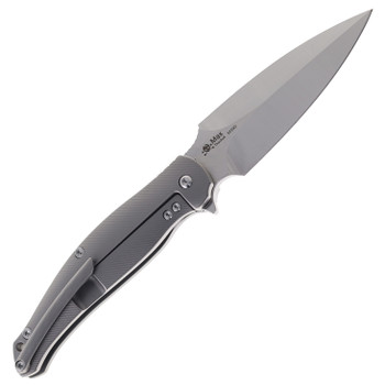 TwoSun Folding Knife Gray Titanium Handle M390 Plain Edge Satin Finish TS248-M390-Satin