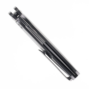 TwoSun Folding Knife Gray Titanium Handle M390 Plain Edge Stonewash Finish TS248-M390-Stonewash